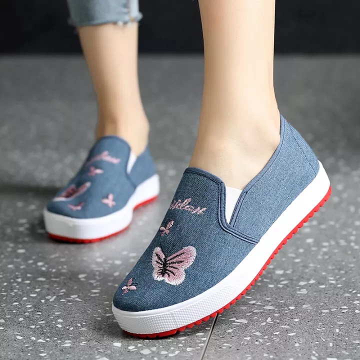 Butterfly Denim Jeans Shoes For Girls